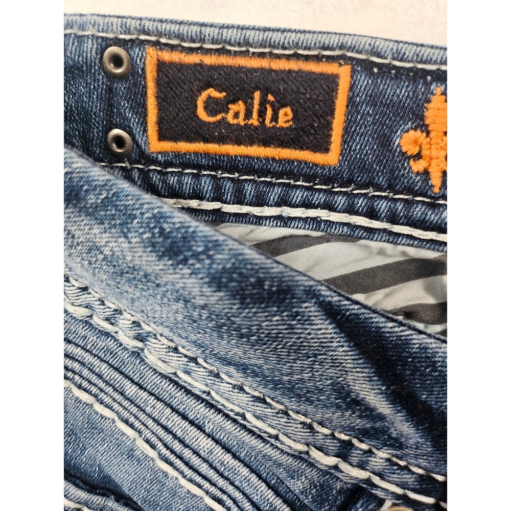 Rock Revival Calie Skinny Jeans Womens 27 Medium Wash Embroidered Studded Flawed - Picture 12 of 17